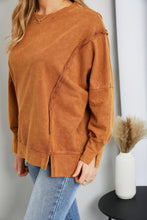 Load image into Gallery viewer, Sew In Love Full Size Exposed Seam Slit Sweatshirt
