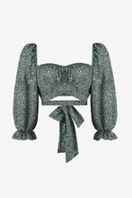 Load image into Gallery viewer, Printed Long Flounce Sleeve Cropped Blouse
