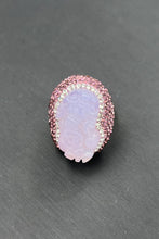 Load image into Gallery viewer, Random-Shape Natural Stone Rhinestone Brass Ring

