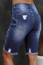 Load image into Gallery viewer, Distressed Frayed Hem Denim Bermuda Shorts
