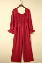 Load image into Gallery viewer, Smocked Long Flounce Sleeve Square Neck Jumpsuit
