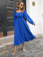 Load image into Gallery viewer, Smocked Ruffle Hem Flounce Sleeve Dress
