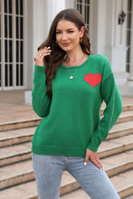 Load image into Gallery viewer, Heart Graphic Dropped Shoulder Sweater

