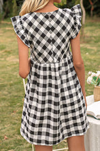 Load image into Gallery viewer, Plaid Butterfly Sleeve V-Neck Dress
