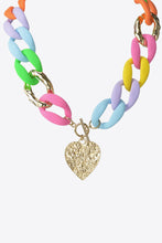 Load image into Gallery viewer, Multicolored Stainless Steel Heart Pendant Necklace
