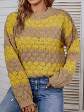 Load image into Gallery viewer, Striped Ribbed Trim Dropped Shoulder Sweater
