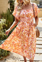Load image into Gallery viewer, Floral Square Neck Tiered Midi Dress
