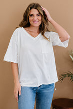 Load image into Gallery viewer, Zenana All-Nighter Full Size Run High-Low V-Neck Tee in Ivory
