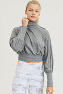 Lightweight Turtleneck Long Sleeve Top IN HEATHER GREY | DIBS 323