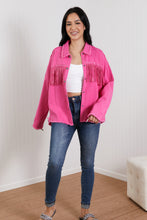 Load image into Gallery viewer, GeeGee Southwest Full Size Rhinestone Fringe Detail Shirt Jacket
