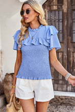 Load image into Gallery viewer, Smocked Tie Back Flutter Sleeve Blouse
