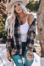 Load image into Gallery viewer, Plaid Side Slit Curved Hem Shirt
