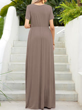 Load image into Gallery viewer, Round Neck Short Sleeve Maxi Dress with Pockets
