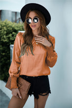 Load image into Gallery viewer, Ruched Round Neck Keyhole Back Blouse
