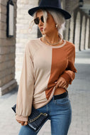 Two-Tone Round Neck Raglan Sleeve Sweatshirt