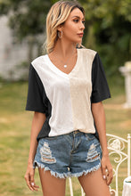 Load image into Gallery viewer, Color Block V Neck Tee
