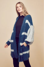 Load image into Gallery viewer, Petal Dew Striped Balloon Sleeve Open Front Fluffy Cardigan
