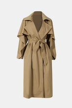 Load image into Gallery viewer, Dream Architect Tie Waist Cape Trench Coat
