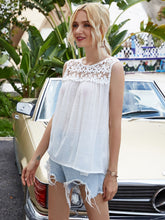 Load image into Gallery viewer, Full Size Spliced Lace Round Neck Tank
