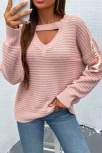 Load image into Gallery viewer, Cutout Horizontal Rib-Knit Sweater
