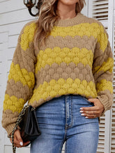 Load image into Gallery viewer, Striped Ribbed Trim Dropped Shoulder Sweater
