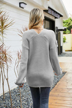 Load image into Gallery viewer, Rib-Knit V-Neck Tunic Sweater
