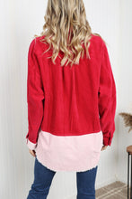 Load image into Gallery viewer, GeeGee Full Size Two-Tone Raw Hem High-Low Corduroy Jacket
