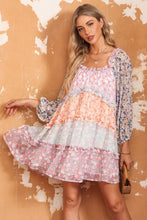 Load image into Gallery viewer, Tiered Floral Blocked Lined Summer Dress
