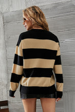 Load image into Gallery viewer, Two-Tone Striped Dropped Shoulder Sweater

