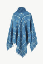 Load image into Gallery viewer, Plaid Turtleneck Fringe Detail Poncho
