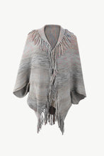 Load image into Gallery viewer, Heathered Open Front Fringed Poncho
