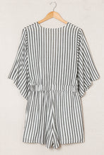 Load image into Gallery viewer, Striped Tie-Front Plunge Romper with Pockets
