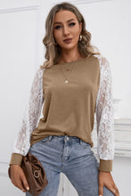 Load image into Gallery viewer, Lace Long Sleeve Contrast  Top
