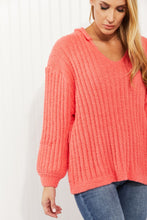 Load image into Gallery viewer, POL Peach Pie Full Size Ribbed Hooded Sweater

