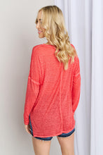 Load image into Gallery viewer, Zenana V-Neck Dropped Shoulder Slit Top in Ruby
