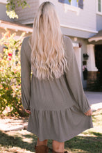 Load image into Gallery viewer, Ribbed Round Neck Long Sleeve Tiered Mini Dress
