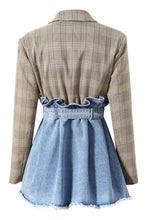 Load image into Gallery viewer, Plaid Spliced Denim Blazer RESTOCK COMING!!!
