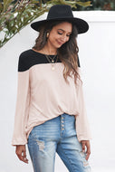 Lightweight Contrasted Balloon Sleeve Blouse
