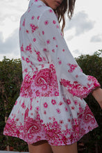 Load image into Gallery viewer, Printed Belted Balloon Sleeve Mini Shirt Dress
