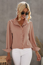 Load image into Gallery viewer, Frilled Trim Button Down Shirt
