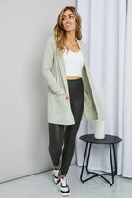 Load image into Gallery viewer, Zenana Sunday Morning Full Size Open Cardigan with Pockets in Sage
