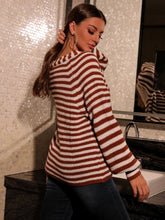 Load image into Gallery viewer, Striped V-Neck Button Down Rib-Knit Cardigan
