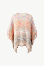 Load image into Gallery viewer, Heathered Boat Neck Fringed Poncho
