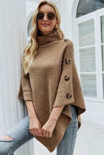 Load image into Gallery viewer, Handkerchief Hem Turtleneck Poncho Sweater
