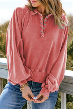 Load image into Gallery viewer, Quarter-Snap Collared Lantern Sleeve Sweatshirt

