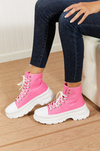 Load image into Gallery viewer, Berness Stick To It Platform Lace-Up Booties in Hot Pink
