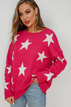 Load image into Gallery viewer, Star Pattern Dropped Shoulder Ribbed Trim Sweater
