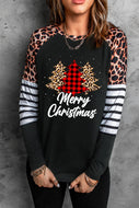 MERRY CHRISTMAS Tree Graphic Raglan Sleeve Top