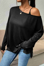 Load image into Gallery viewer, Heathered Asymmetrical Neck Slit Tunic Top
