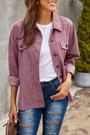 Corduroy Long Sleeve Button-up Shirt Jacket